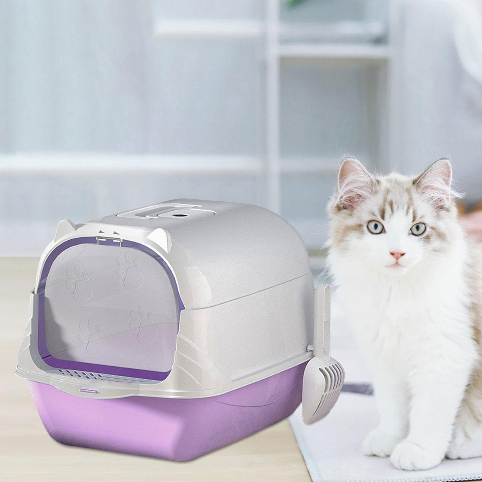Lettiera per gatti chiusa con porta mobile e pedale cavo per una facile pulizia
