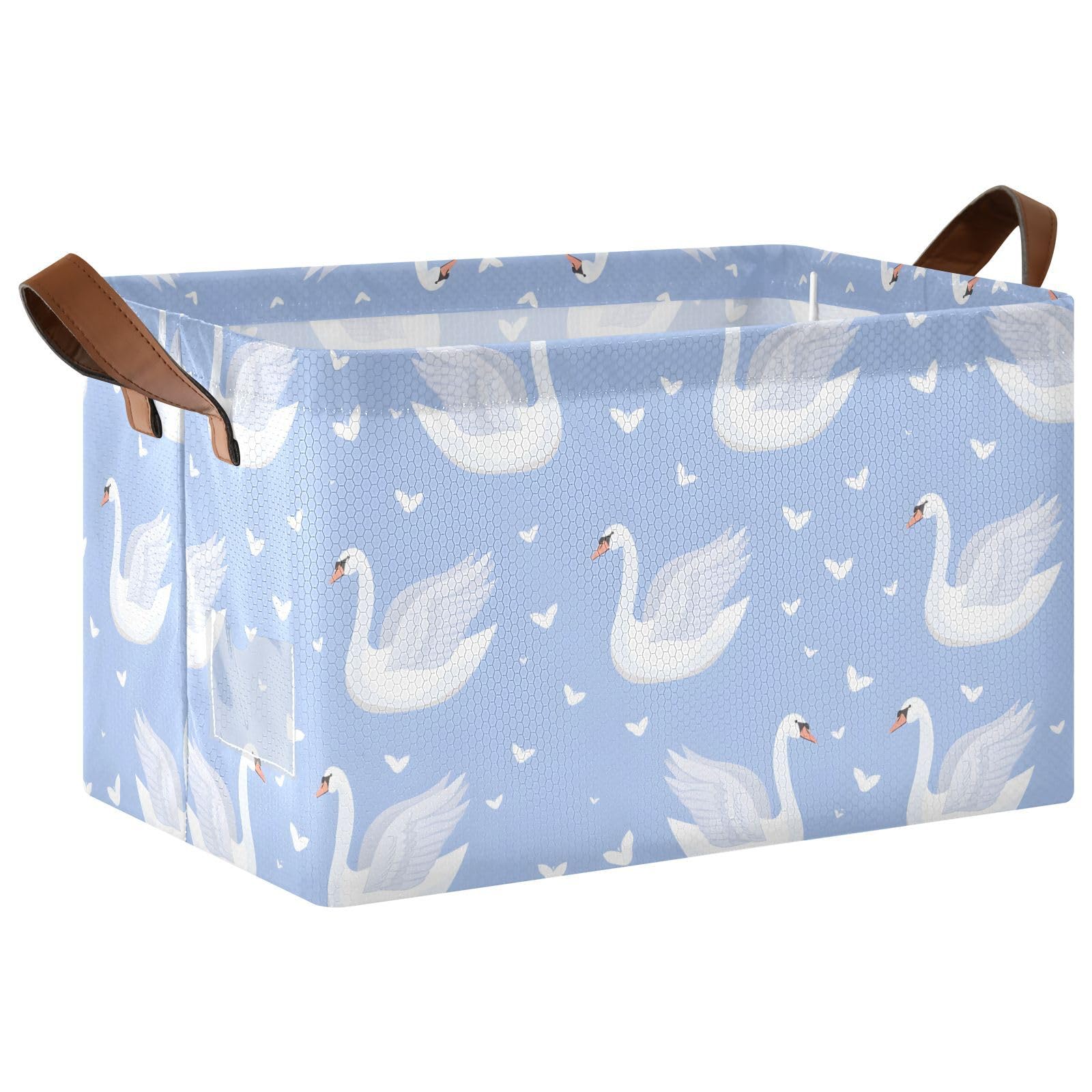 Grand bac de rangement cube imperméable au motif cygnes