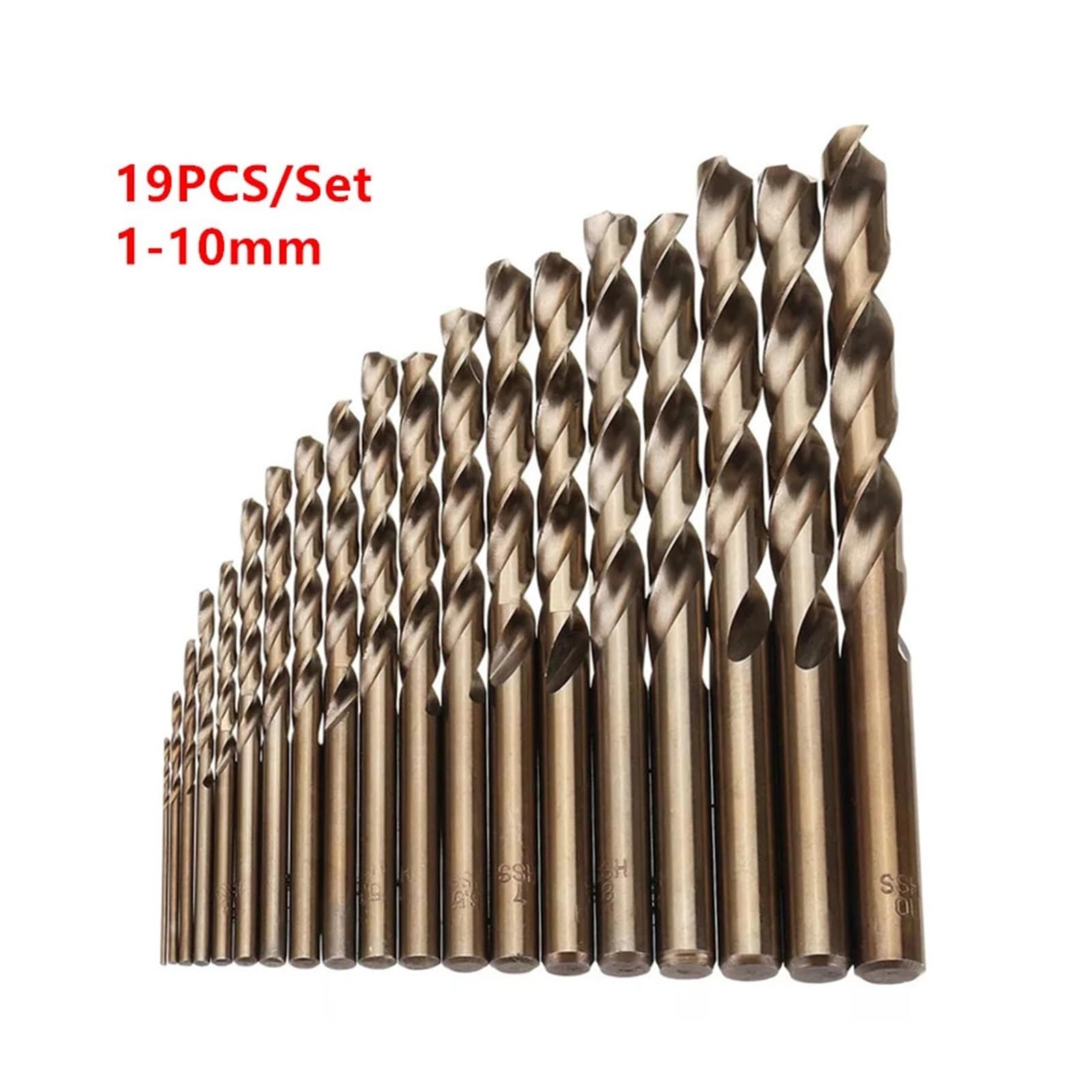 19 szt. Zestaw wierteł ze stali szybkotnącej kobaltowej M35, wiertła kręte 1-10 mm do metalu, stali nierdzewnej, aluminium, żelaza i drewna