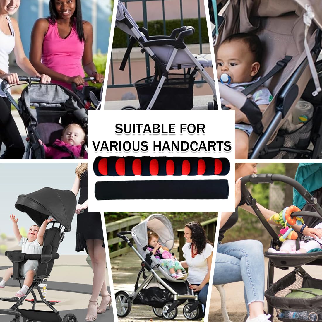 2 Stück Elastischer Kinderwagen Griffbezug Baby Kinderwagen Griff Schutzhülle Griff Staubdicht Kinderwagen Griff Abdeckung Armlehne Schutzhülle Staubdicht,für Kinderwagengriffe Kompatibel