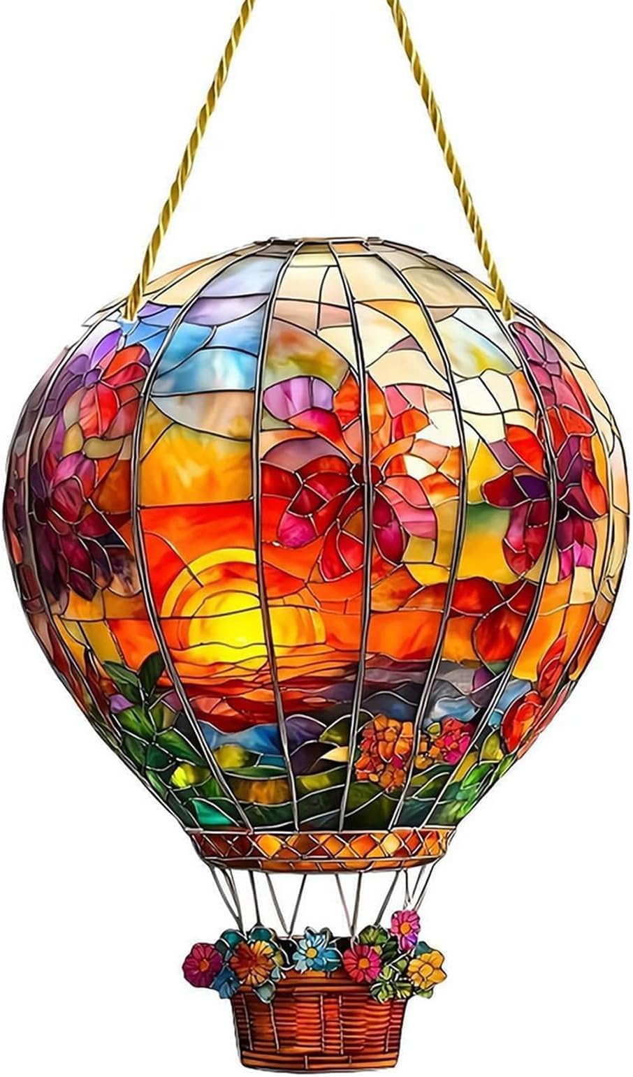 Hot Air Balloon Decor Acrylic 2D Flat Decorative Wind Chime Window Hanging Decor for Living Room Door Bedroom Wall Outdoor Living