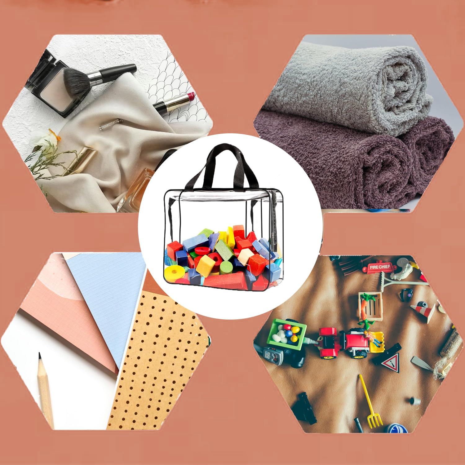 7 szt. toreb do przechowywania zabawek z uchwytem i zamkami błyskawicznymi, przezroczyste torby do przechowywania zabawek z PCW, 30 x 21,8 x 9,9 cm wodoodporny organizer do przechowywania