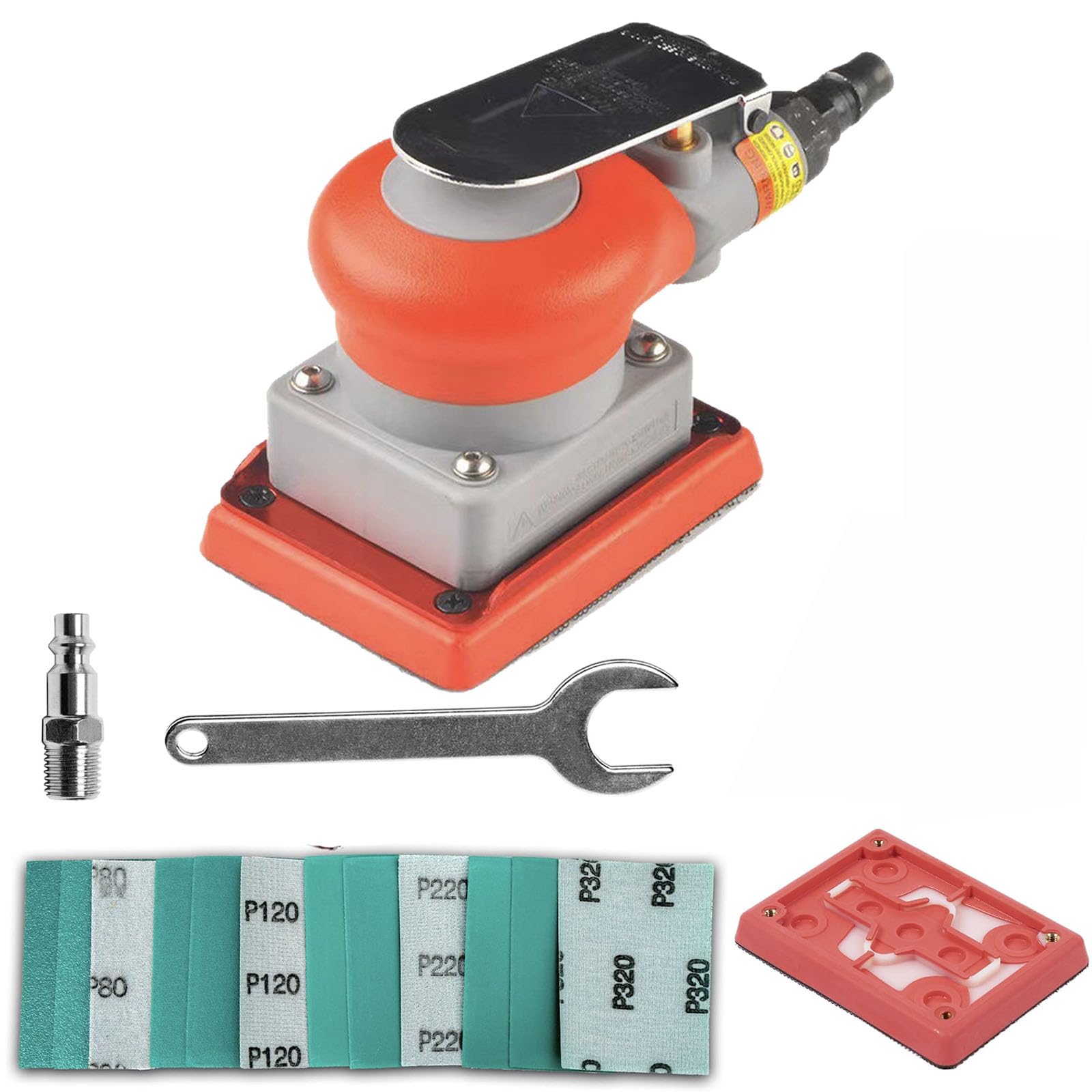 Mini Palm Air Sander, Pneumatischer Exzenterschleifer, 3 mm Durchmesser Exzenterschleifer, 10000 RPM Leichter Pneumatischer Polierer mit 12 Schleifpapieren, 10.5CFM Luftverbrauch