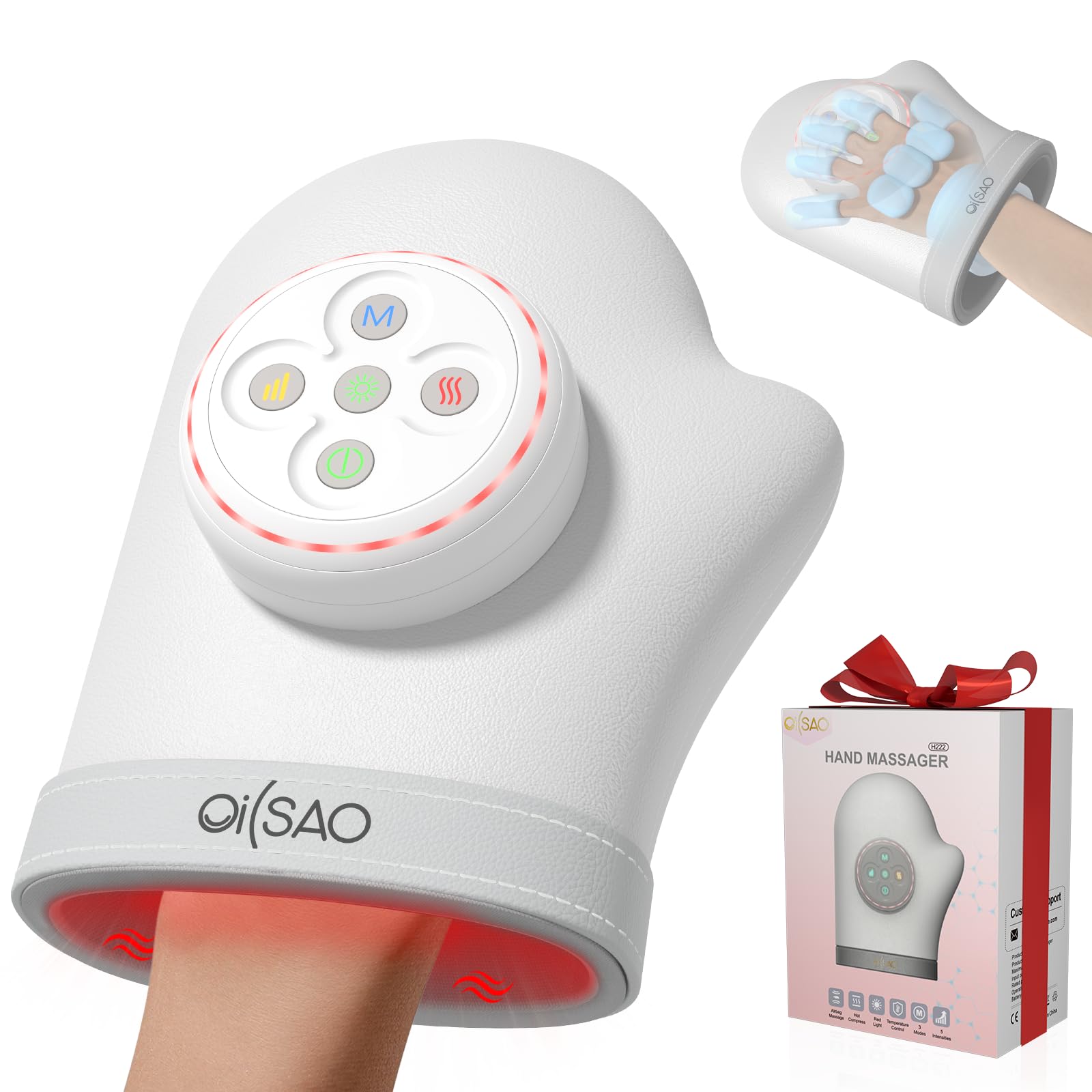 Hand Massager with Heat and Compression for Arthritis & Carpal Tunnel,3 Heat Levels, Full Hand & Wrist Coverage, 5 Intensities, 3 Modes, Cordless for Muscle Relief,Relaxation Gifts for Women Men