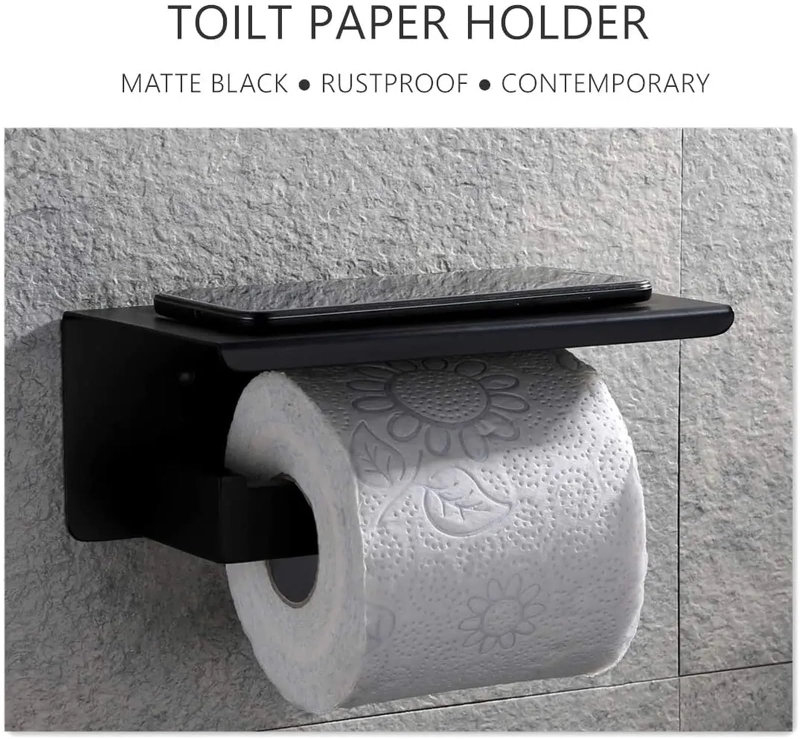 Stały uchwyt na papier toaletowy, Toilet Paper Holder With Shelf Stainless Steel Wall Mount Bathroom Multicolor(Mirror Polish)