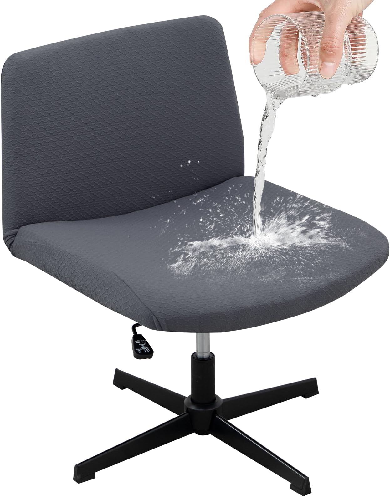 LiveGo Armless Chair Slipcover - 100% Waterproof Modern Office Desk Chair Cover - Criss Cross Pattern - Mid Back Accent