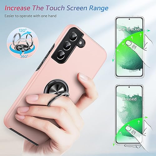 Miniatura 4 de Anqrp Hidden Series - Funda para Galaxy S22 5G, disipación de calor soporte sin caídas anillo de metal de 360, grado militar de 15 pies, funda