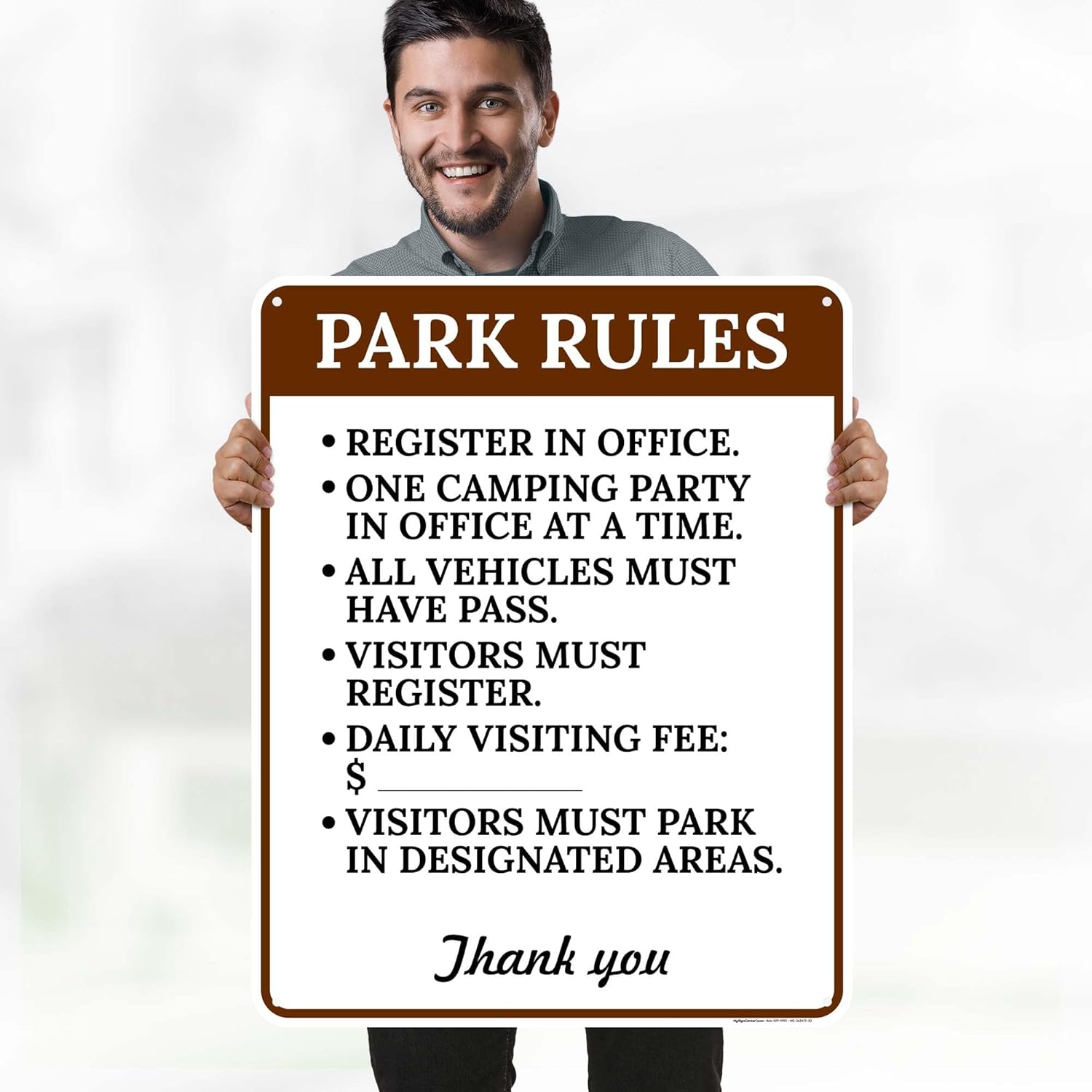 Park Rules Register In Office Vehicles Must Have Pass Visitors Must Register Sign, 24x30 Inches, 55 mil thick HDPS (high density polystyrene), Made in USA by My Sign Center