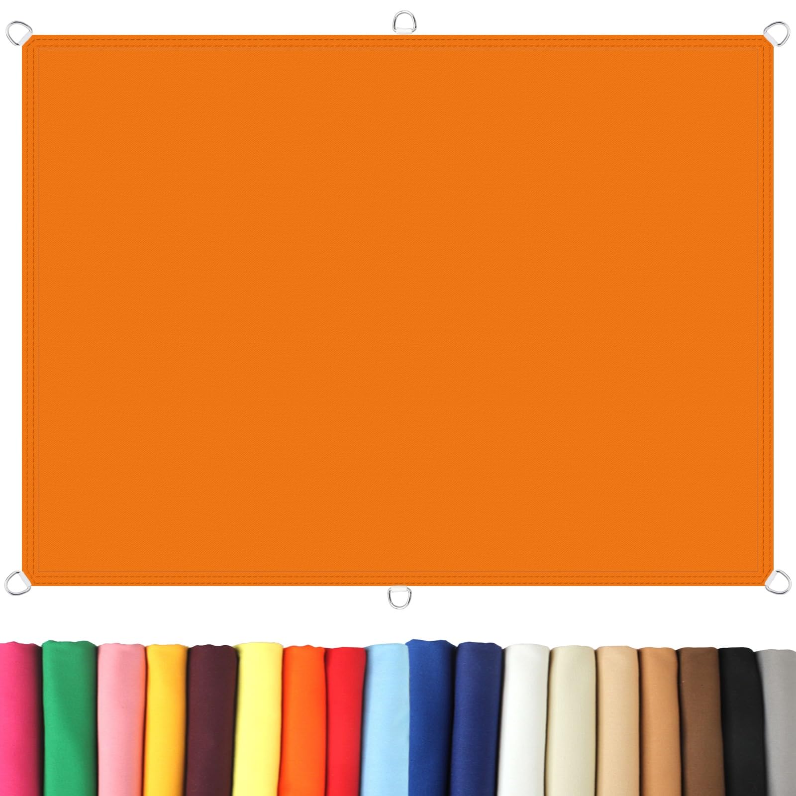 Voile d'ombrage 1.4x1.8m sable et orange | Filet bâche étanche pour patio