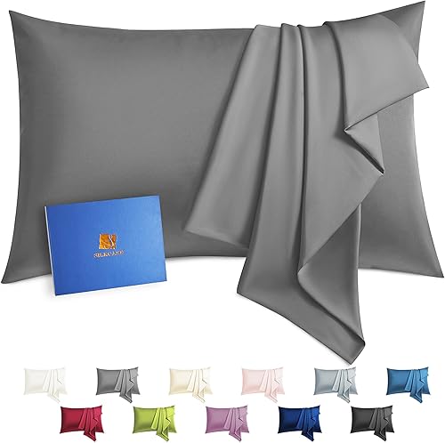 Miniatura 8 de Funda de almohada de seda para cabello y piel, suave, transpirable, lisa, sin estática, 22 momme de 600 hilos con cremallera oculta, funda de