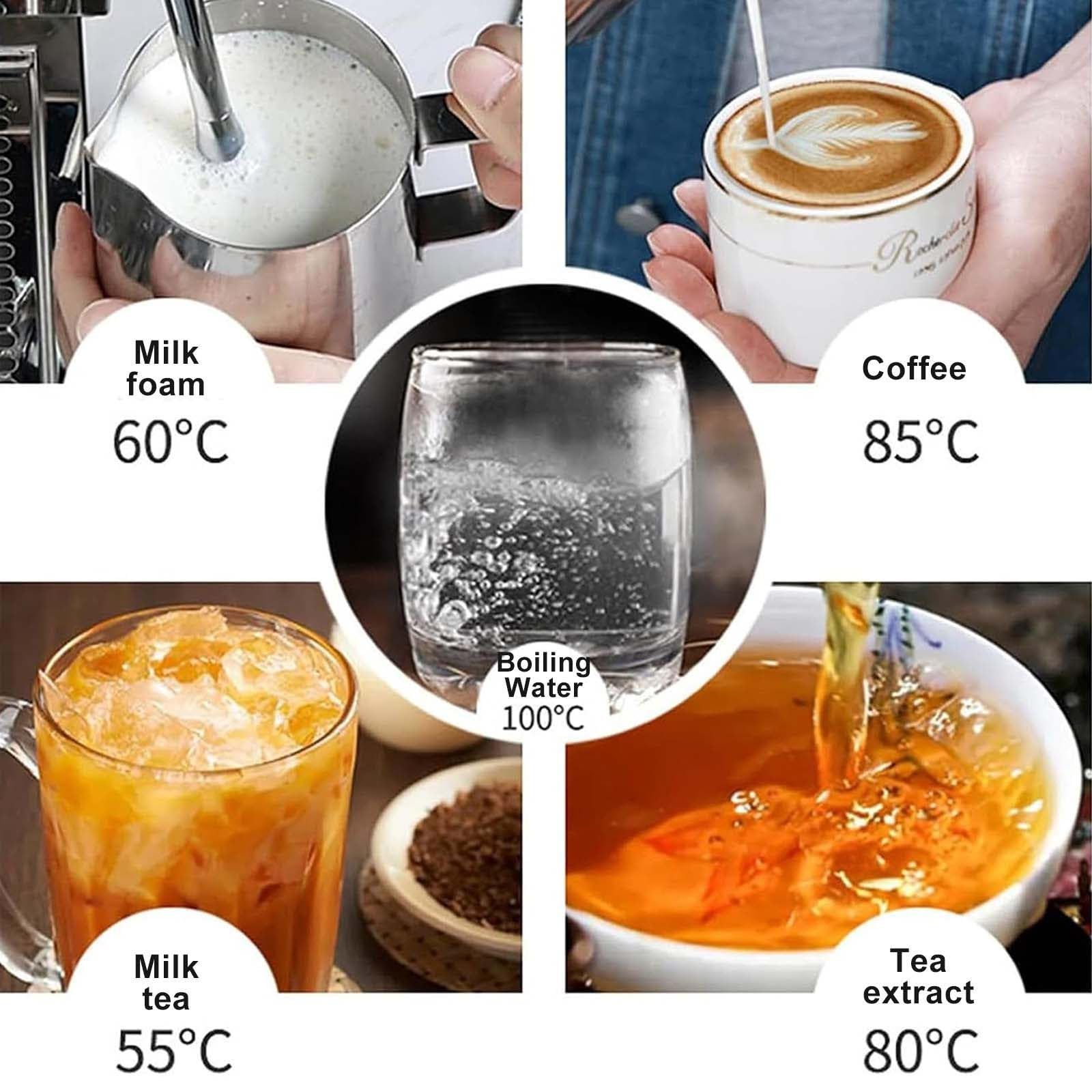 Espumador de leche eléctrico comercial de 2500 W con pantalla LED, tanque de acero inoxidable de 6 L y pulverizador de vapor de 360°.