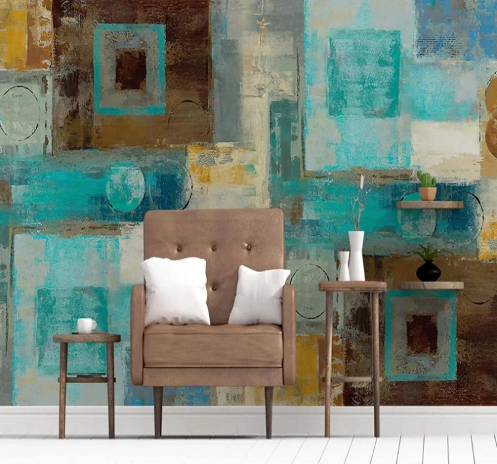 XLMING Abstract Hand Drawn Graffiti Geometric Square 3D Wallpaper Luxury Home Dining Decor Paste Sofa Living Room The Wall for Bedroom Mural-400cm×280cm