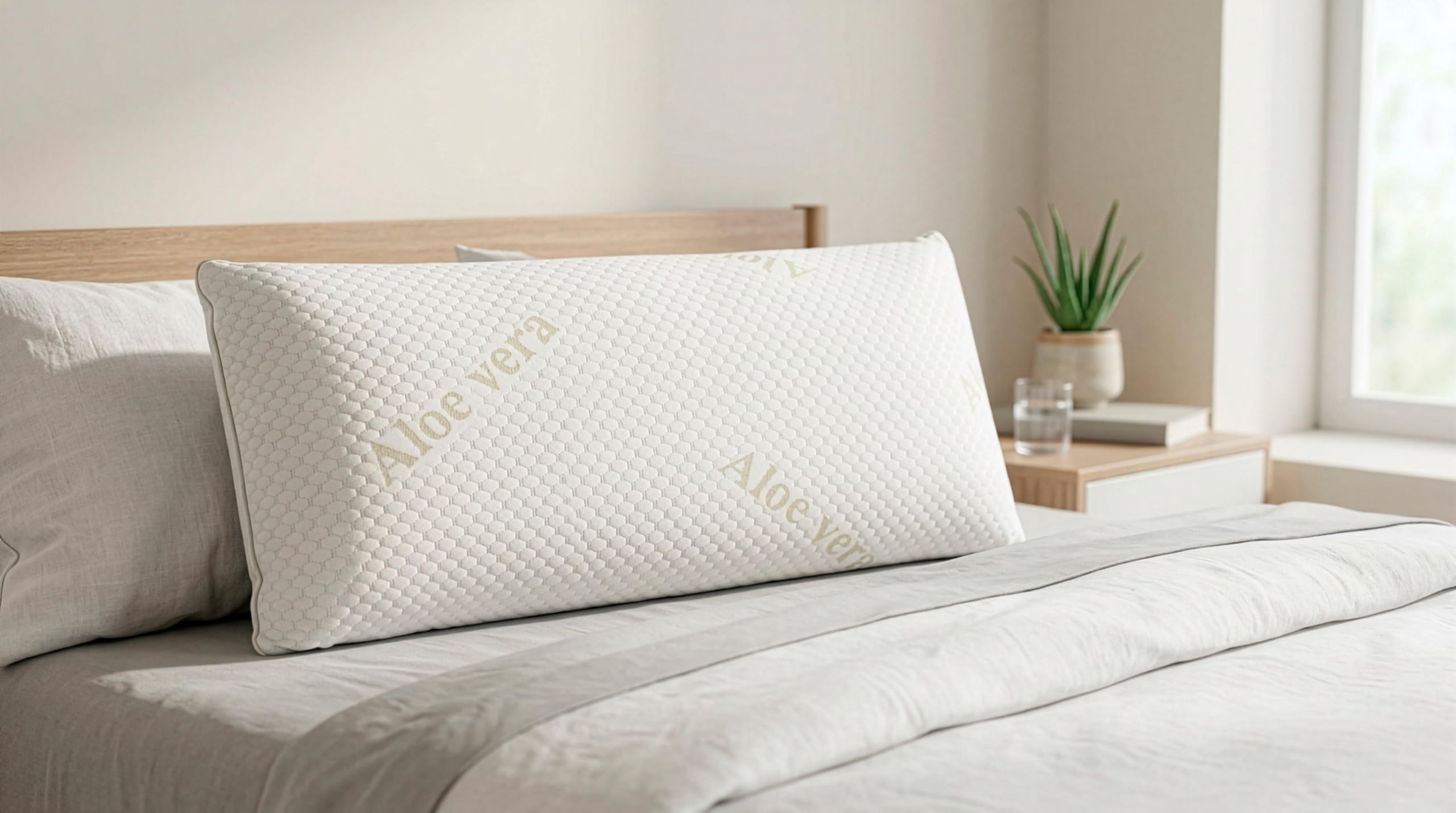 Almohada Viscoelástica 150 cm - Funda de Aloe Vera extraíble - Soporte Cervical - Gran Adaptabilidad - 100% Transpirable - Alta Durabilidad