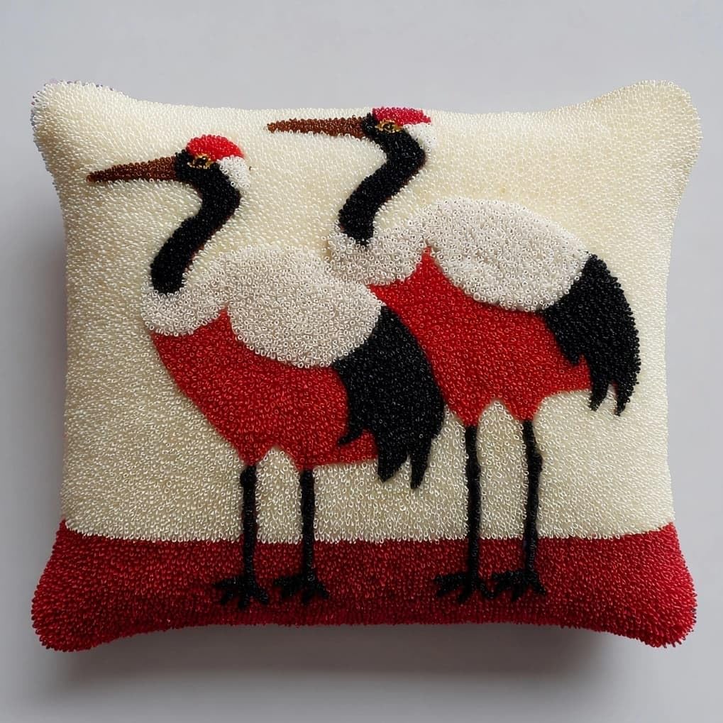 AxiangziK Latch Hook Pillow Kit,red-Crowned Crane