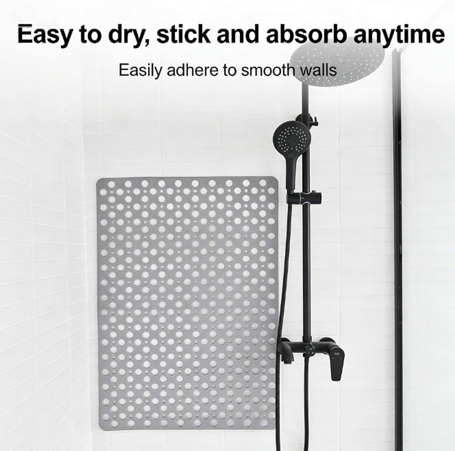 Shower Mat, Secure Shower Mats Easy to Clean, Bathtub Mat Non Slip with Suction Cups and Drain Holes, Soft Textured Design for Inside Shower Easy Dry&Cut (Brown,L (70 * 70cm))
