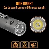 Vista 5 de KeyUnity KF04 Mini LED Flashlight with Pocket Clip - Super Bright Handheld Size Titanium EDC Keychain Penlight for Outdoor Camping, Hiking, Climbing