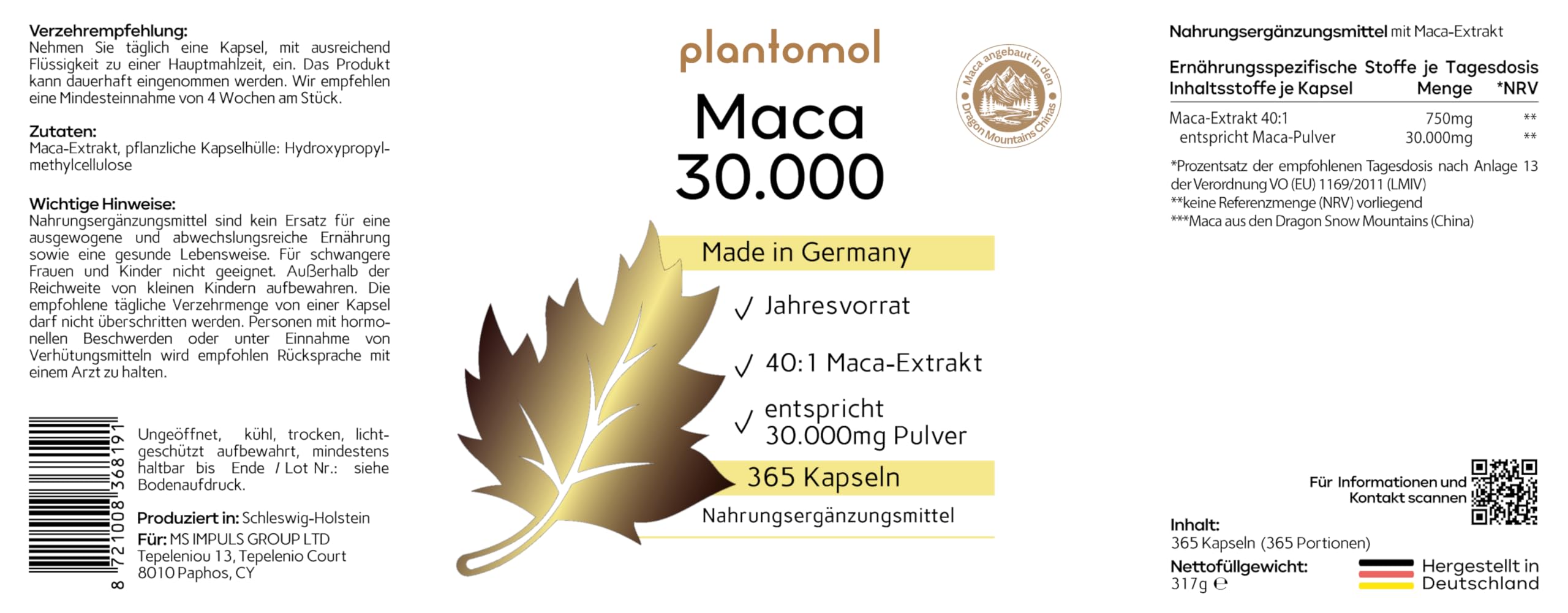 30.000mg MACA kapseln hochdosiert - 750mg Maca-Extrakt - plantomol® – Ansicht 10