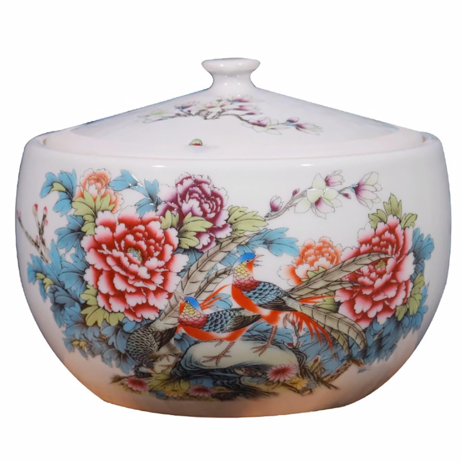 MESCXTY Ceramic Rice Container Jar Bucket Food Storage Cereal for Kitchen Dispenser(A,11lb/5kg)