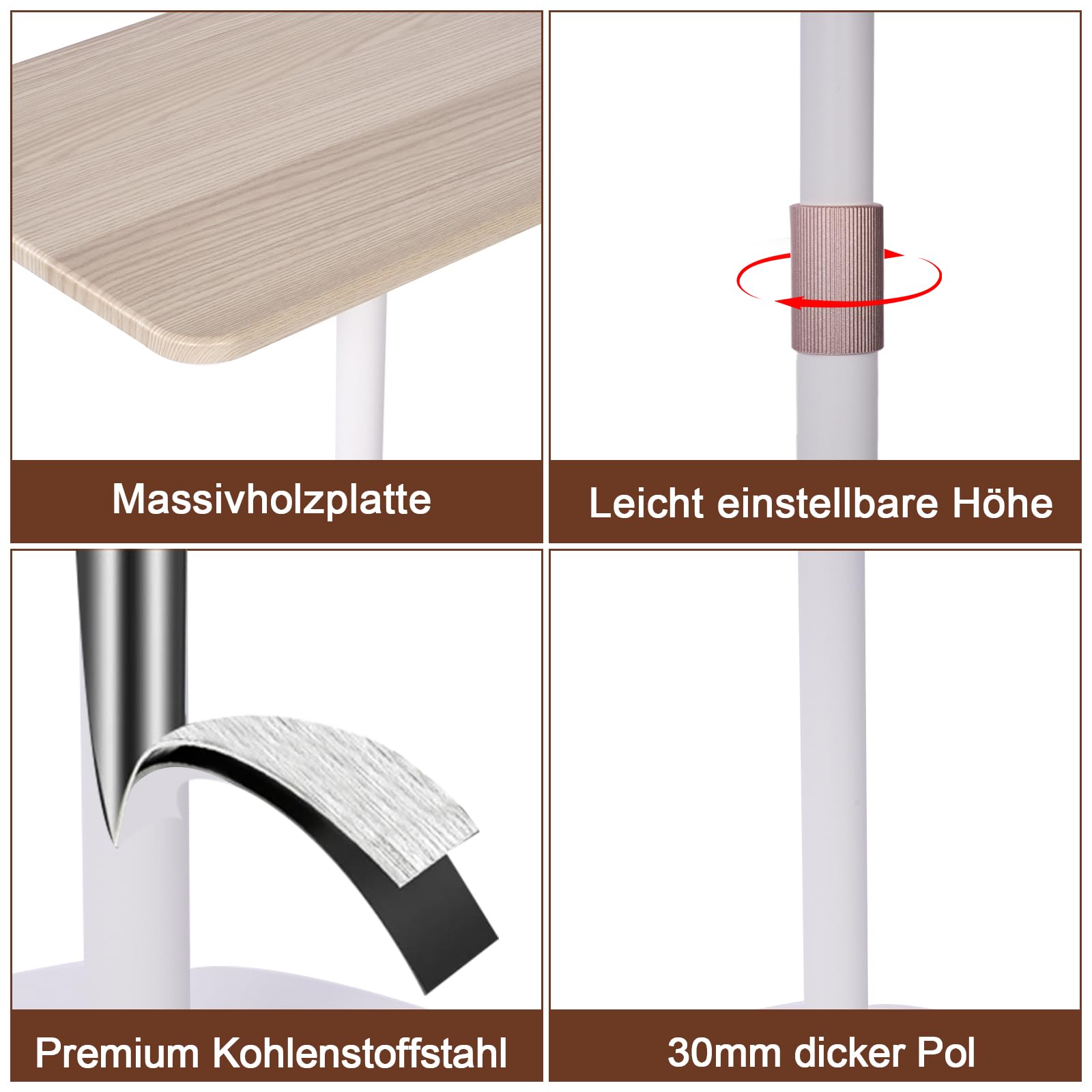 Caossuixin Sta-bureau, in hoogte verstelbaar, 46-120 cm, verstelbaar, computertafel, zwart, verstelbaar mobiel staand bureau, voor laptop, projector, kantoor, studie, werk, laptoptafel, in hoogte