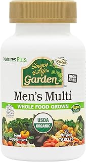 NaturesPlus Source of Life Garden Men Multi - Organic, Plant Based Multivitamin for Men - Energy, Immune Support with Zinc, Selenium, Turmeric - Vegan, Gluten Free - 90 Tablets