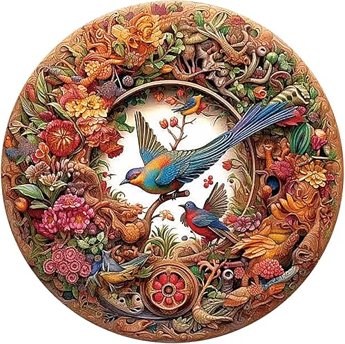 Miniatura 1 de Rompecabezas de madera para adultos y niños, mariposa intergalaxia, rey león, loro Yin Yang, encantador pavo real, pájaro y flor únicas (pequeño,