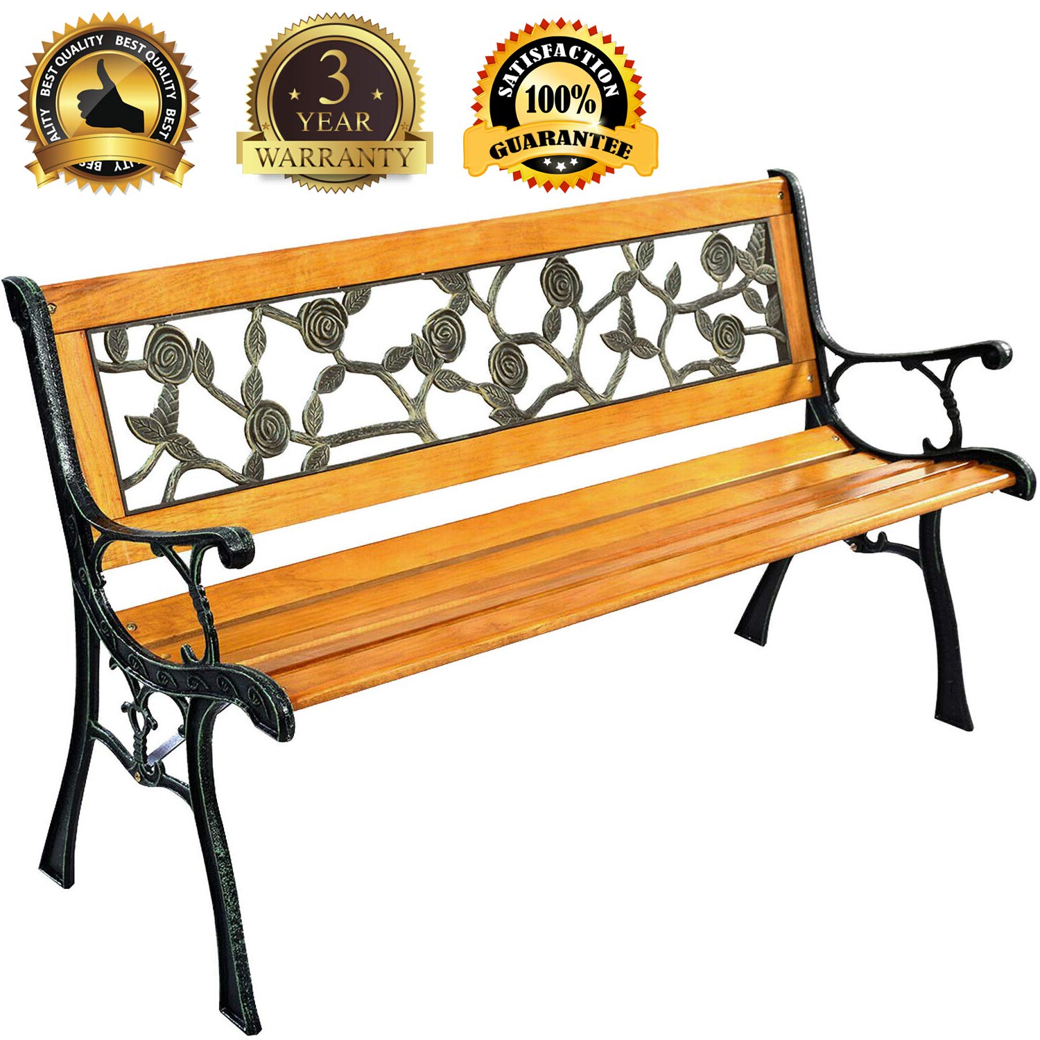 Garden Bench Park Bench Outdoor Bench for Outdoors 50" Metal Porch