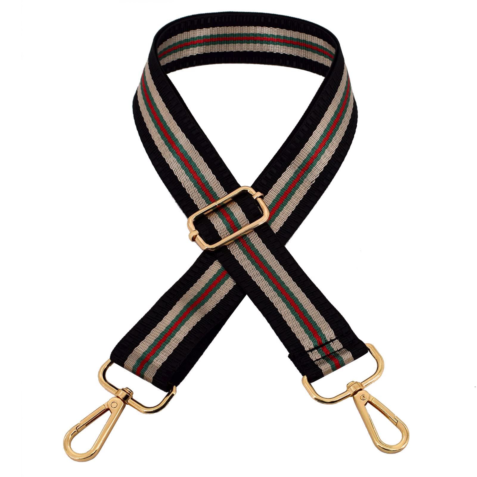 Roygbcp Women's Multicolor Replacement Purse Strap Crossbody Straps For Purses Guitar Style Handbags Straps, Stripe-Gold Hardware