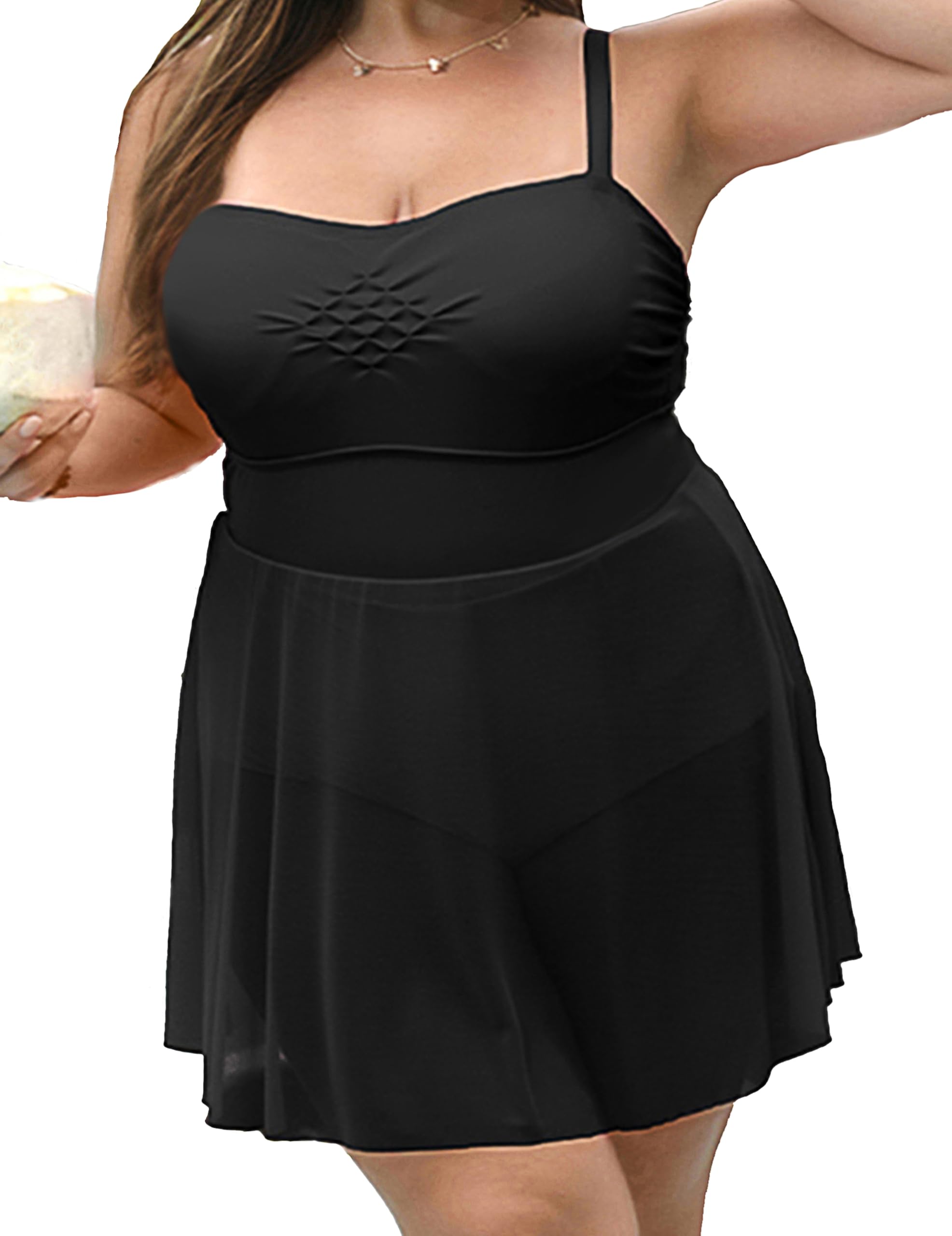 Curvtide Plus Size Swim Dress One Piece Bathing Suit Romper Swimsuits Tummy Control Modest Swimsuit Swimdress for Women