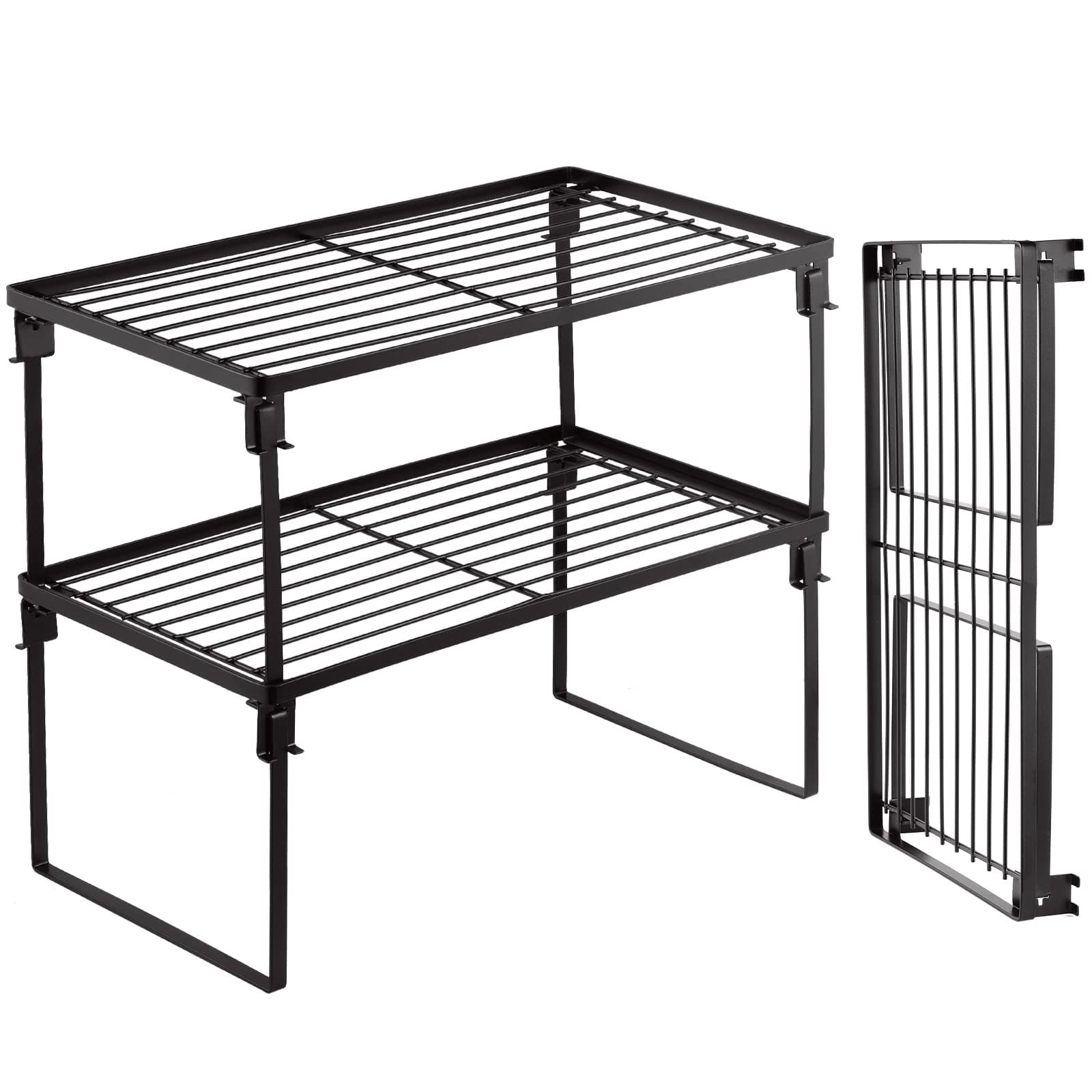 Tomorotec [Confezione da 2] Scaffale impilabile da cucina, scaffale pieghevole per spezie, mensole da cucina, bancone da cucina e scaffali, organizer per armadietti,
