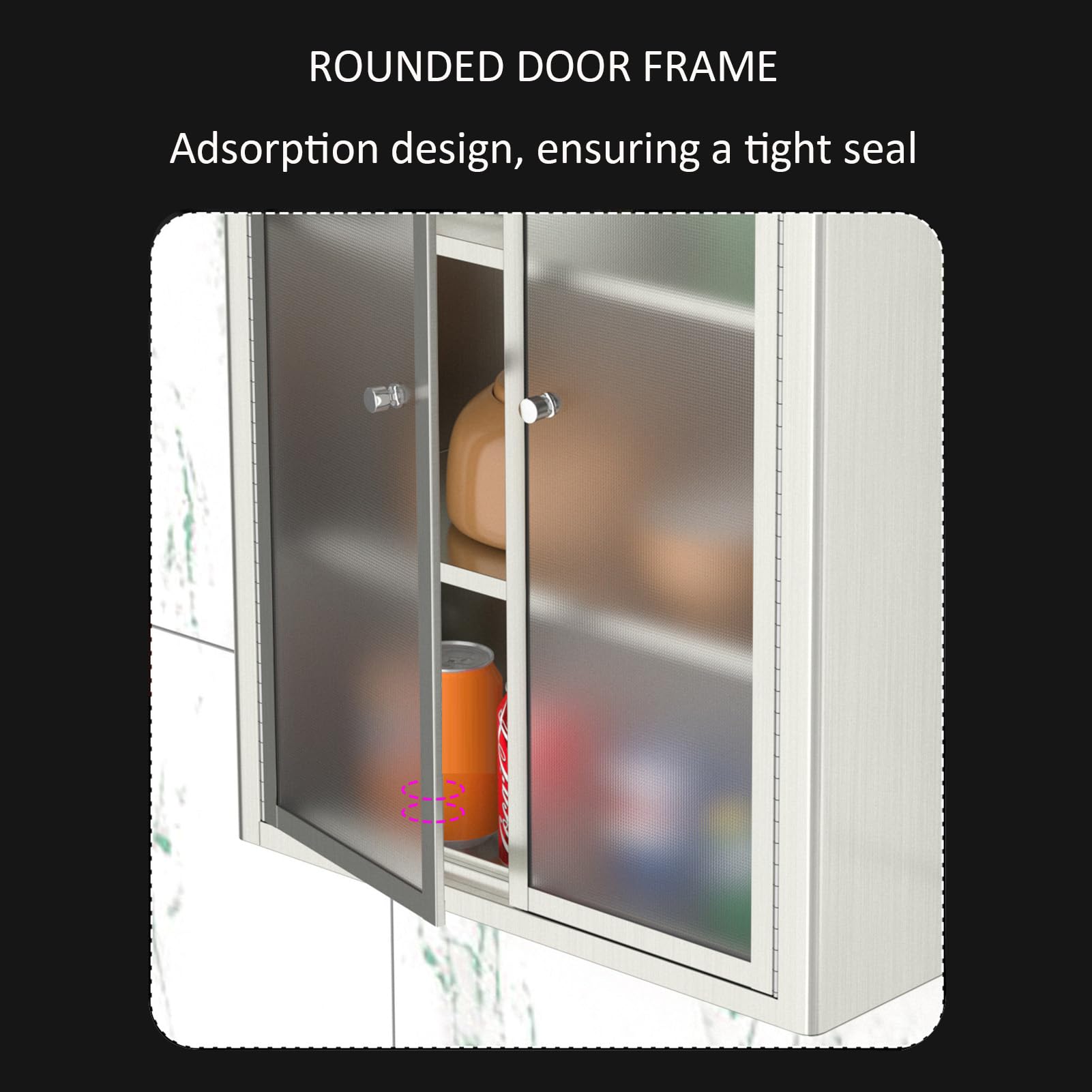 Armoire murale en acier inoxydable avec portes, étagères réglables, organiseur de rangement pour salle de bain, cuisine, garage, étagère peu encombrante, armoire à pharmacie