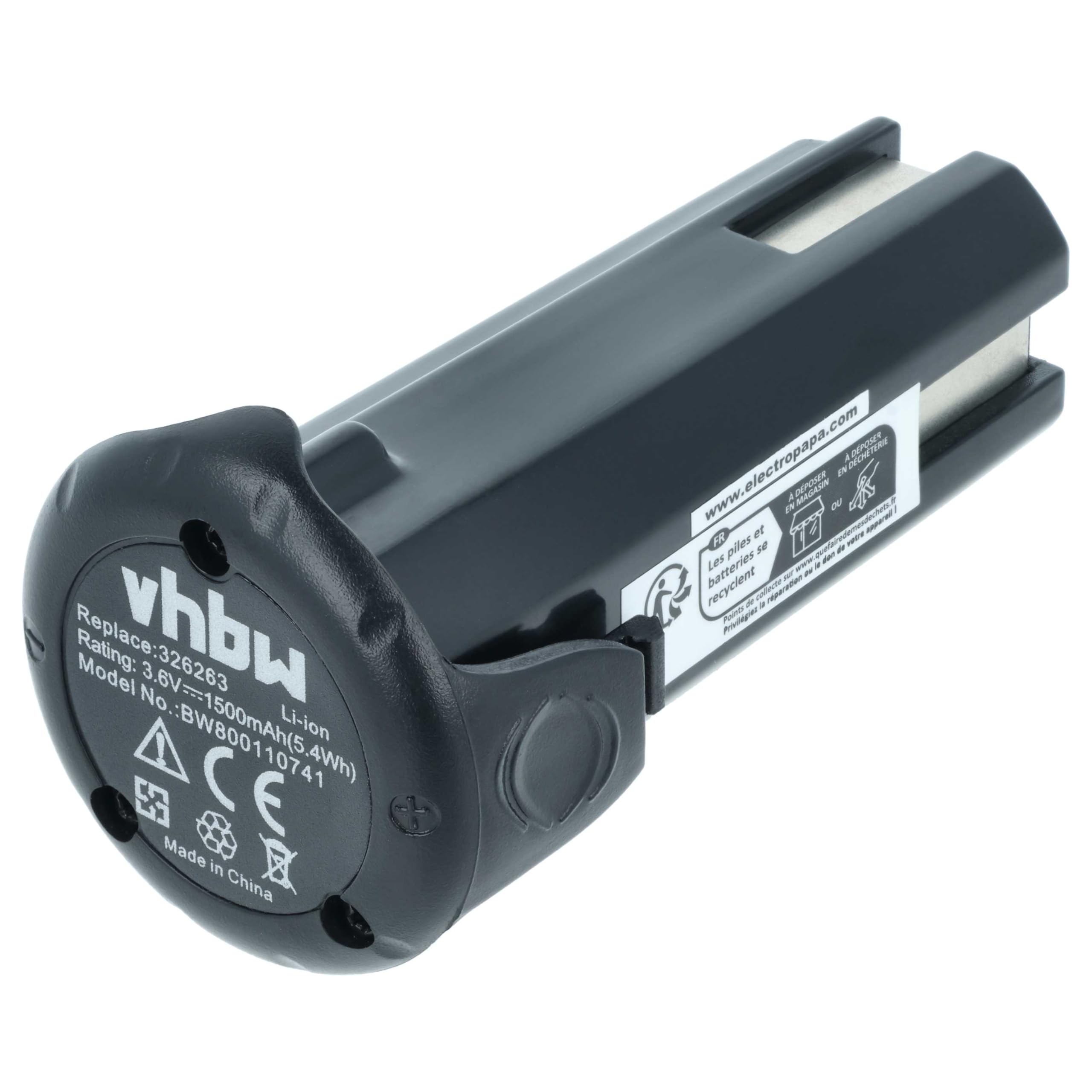 vhbw Battery compatible with Bostitch GBT1850K, GF1564K, GFN1564K, GFN1664K Power Tools (1500 mAh, Li-Ion, 3.6 V)