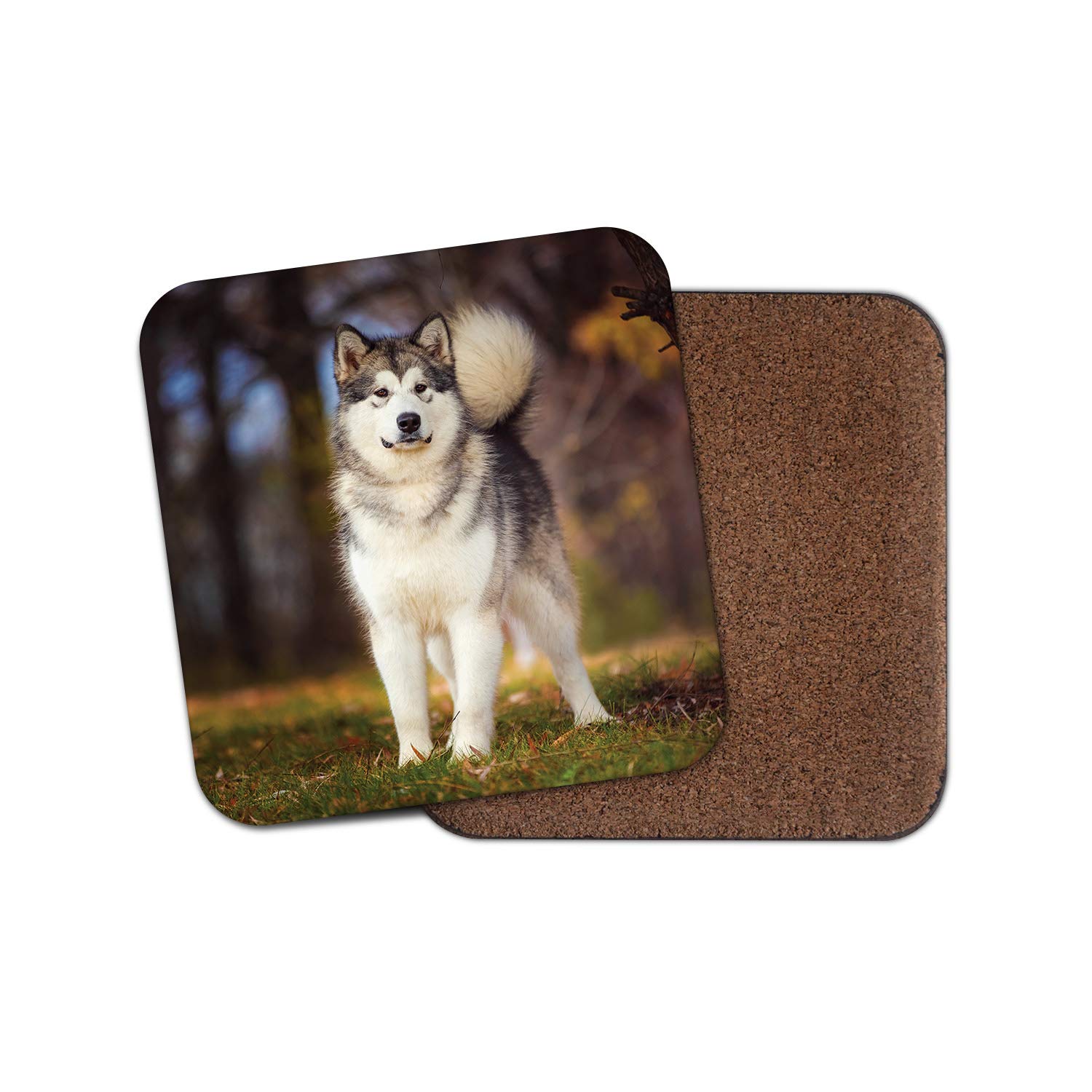 Destinationvinyl Multicolor 1 X Alaskan Malamute Coaster - Siberian Husky Sled Dog Puppy Cute Fun #12369