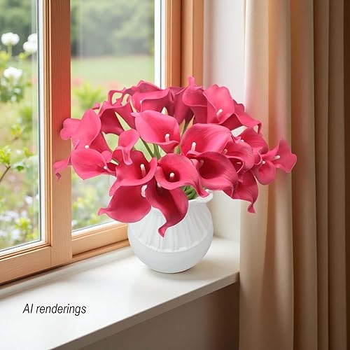 Miniatura 6 de ALIERSA Ramos de flores artificiales de 20 cabezas de lirio de cala, tacto real para novia, boda, despedida de soltera, decoración del hogar,