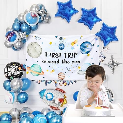 Miniatura 4 de Fondo de fiesta espacial para el primer viaje alrededor del sol, tema del espacio exterior, telón de fondo de primer cumpleaños para niños,