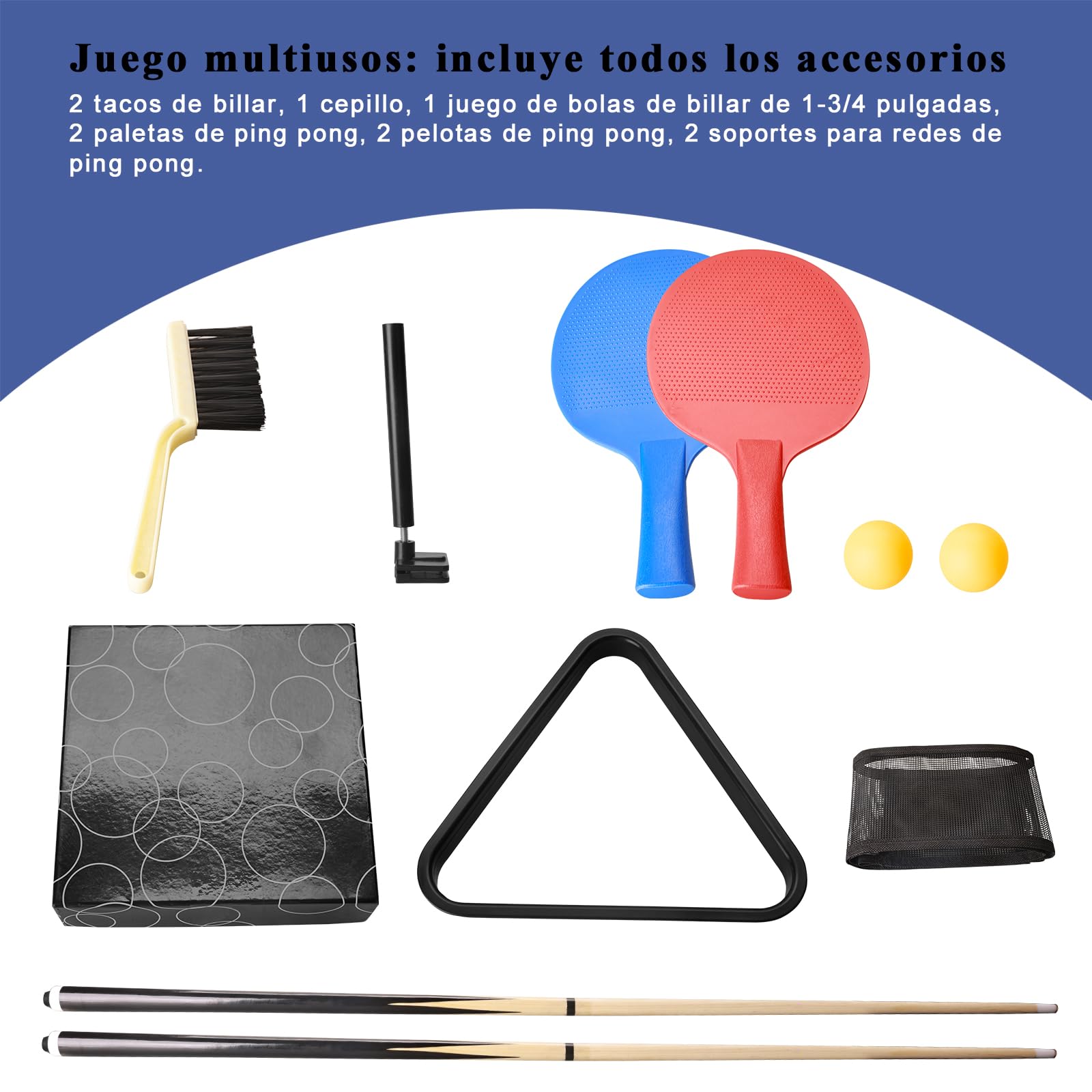 HLC Mesa de billar plegable, mesa de billar, billar, mesa multifunción con accesorios, adecuada para el hogar.