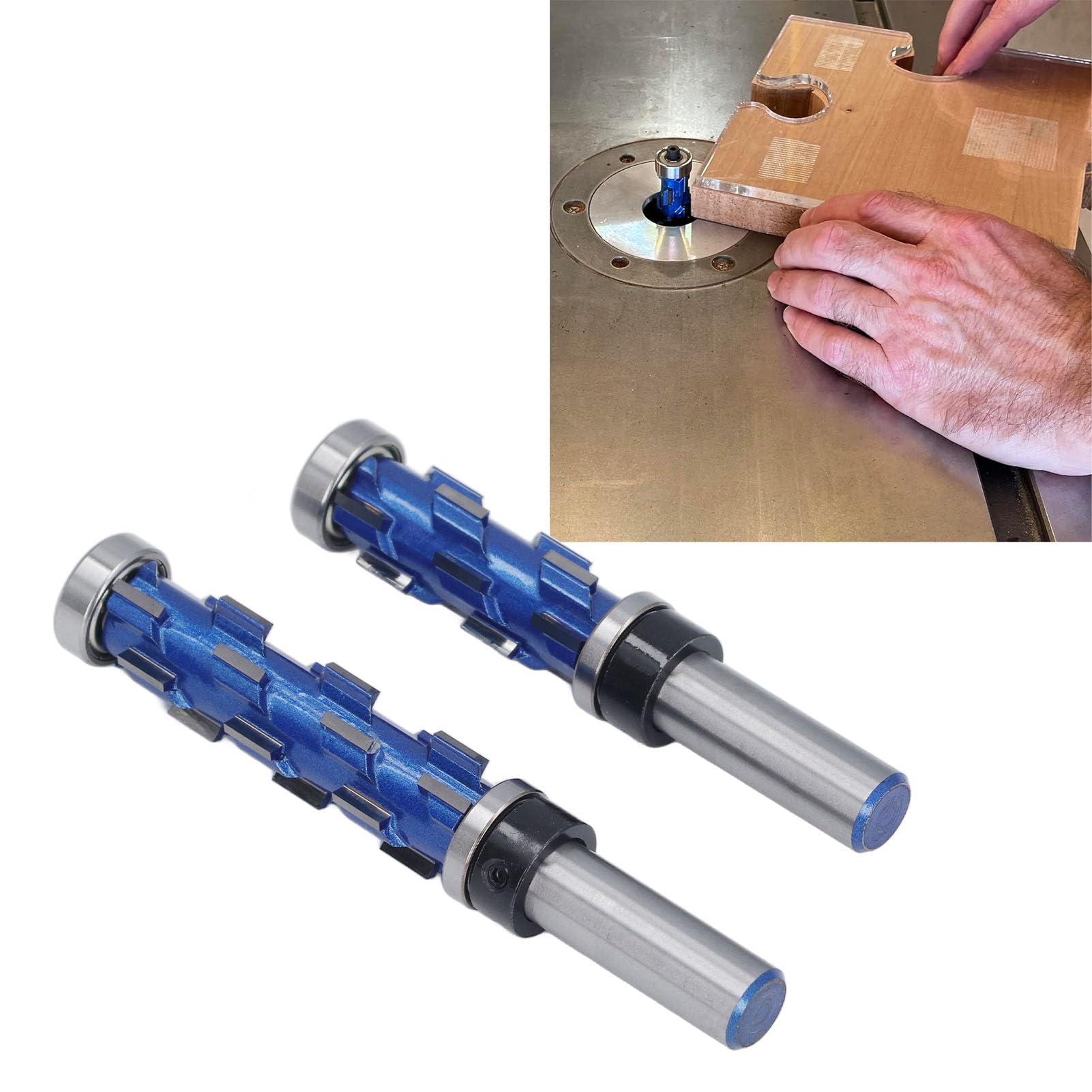 Flush Trim Router Wood Router Tool Hardwood Flush Cut Router Bit Upper Lower Bearing Spiral Trimmer Bit 1/2in Shank 3/4in Diameter 1?11/16 and 2?9/16 Cutting Length Bit Router