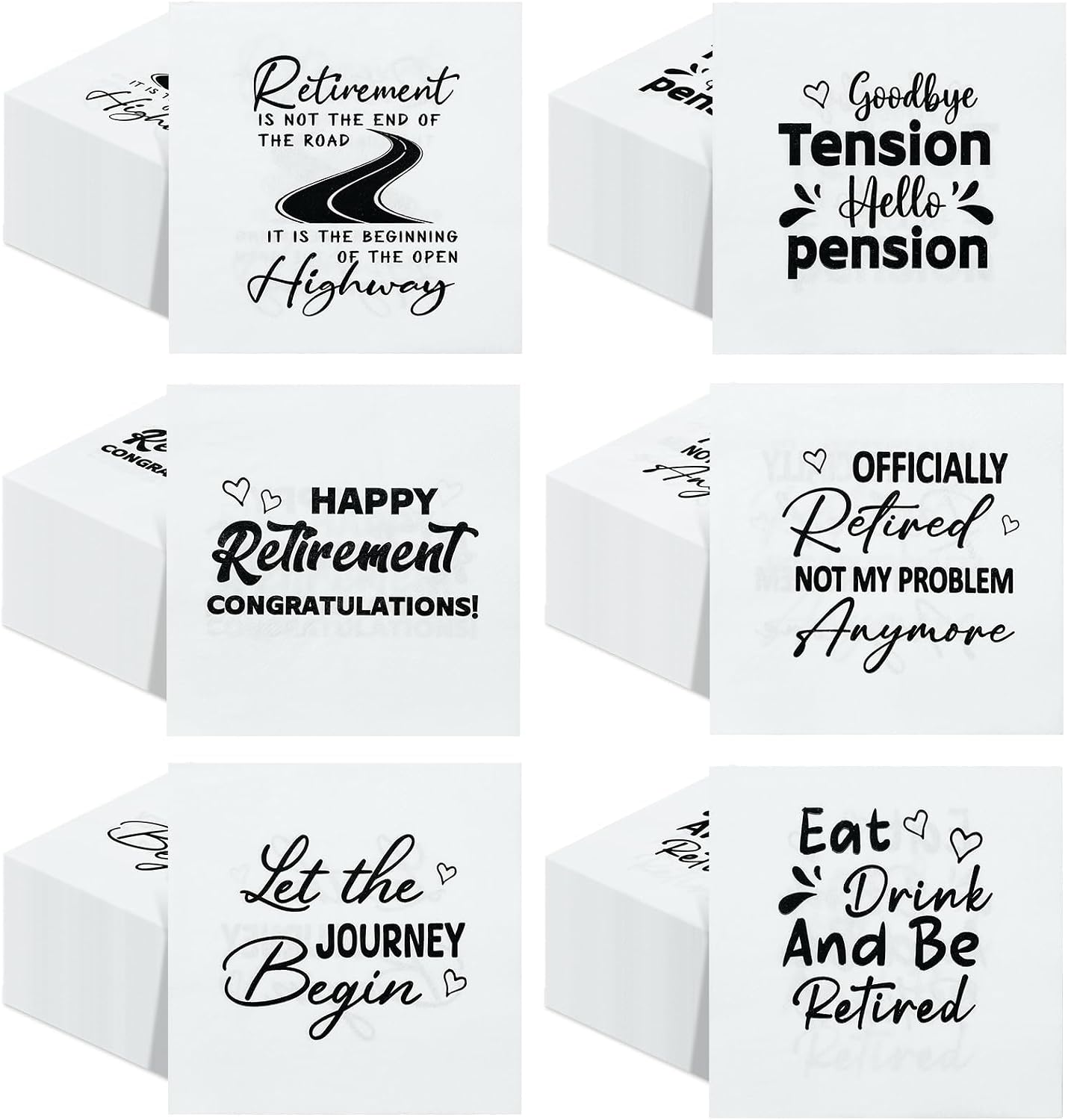 Honoson 96 Pcs Funny Retirement Quotes Retirement Napkins 5x5" 2 Ply