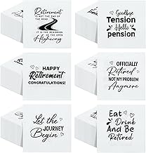 Honoson 96 Pcs Funny Retirement Quotes Disposable Paper Cocktail Napkins 5 x 5 Inch 2 Ply Funny Cocktail Napkins for Holiday Table Dinner Decorative Party Essentials Supplies Decorations, 6 Style