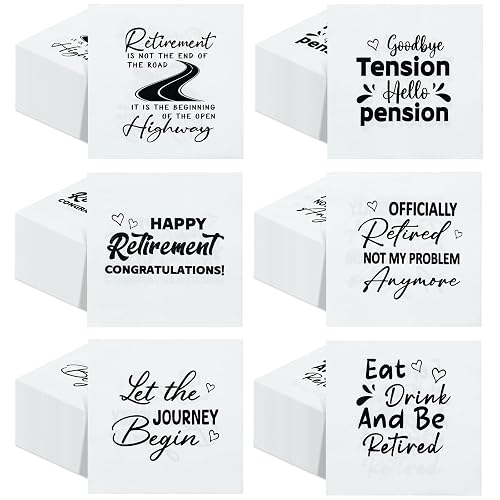 Honoson 96 Pcs Funny Retirement Quotes Retirement Napkins 5x5" 2