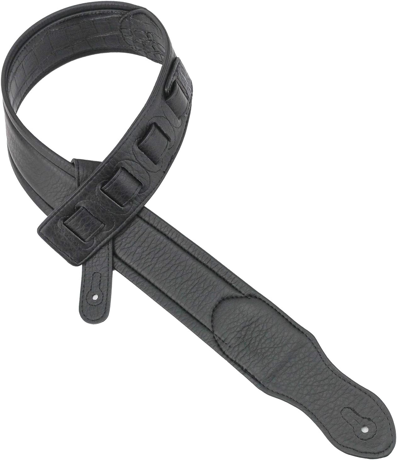 Walker & Williams F-15 Classic Black Textured Gator Finish Padded Guitar Strap