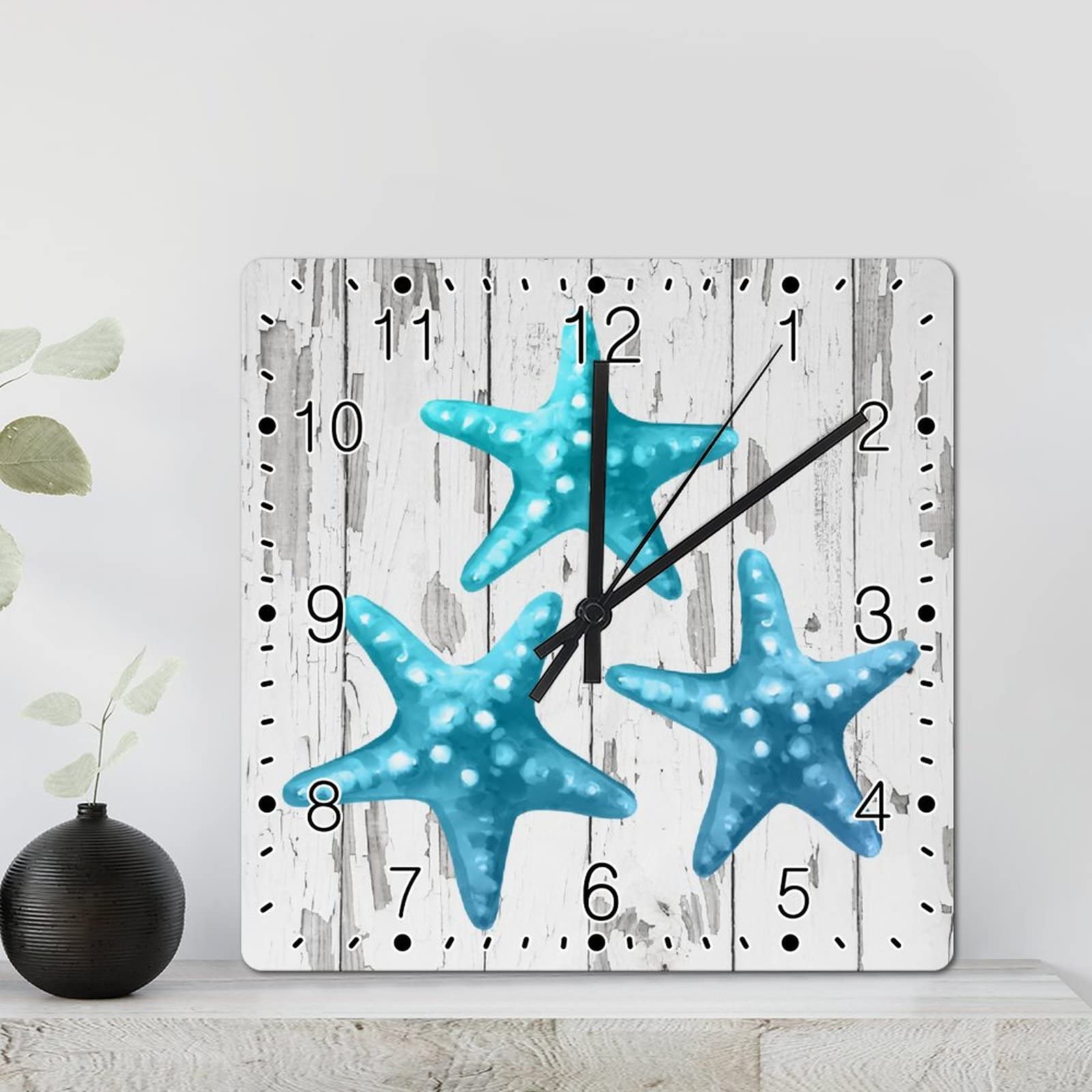 Horloge murale rustique en bois décoration plage vintage 30cm