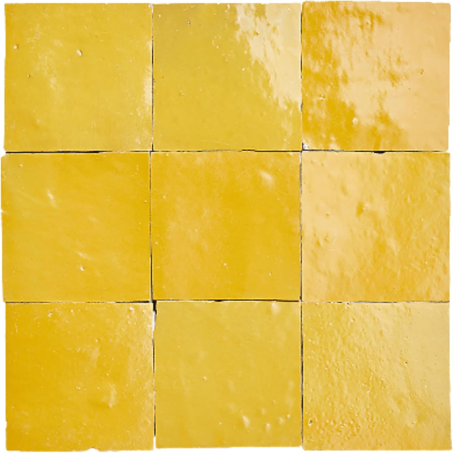 Ceramic 4x4 Moroccan Yellow Zellige Tile Natural Colors Box of 10 pcs