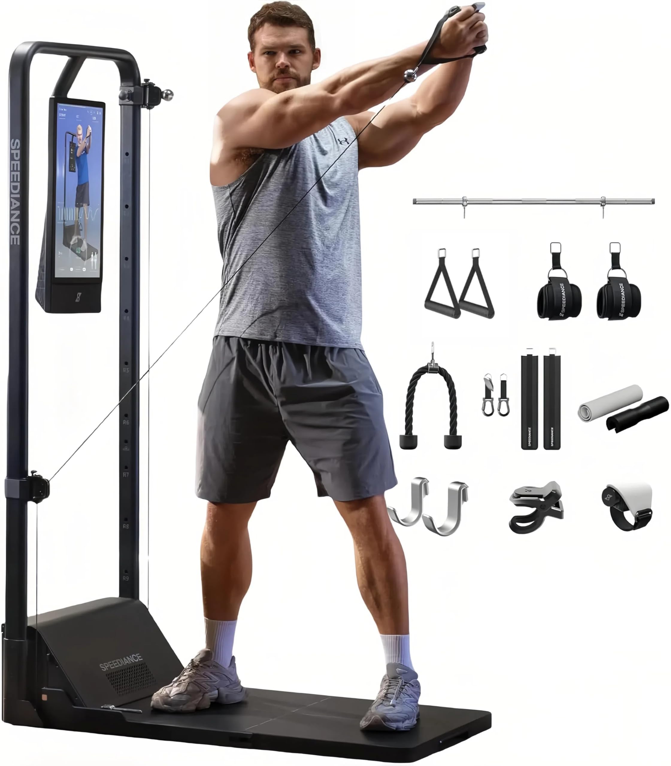 Gym Monster 2 Smart Home Gym, Upgraded AI-Powered Home Workout Machine, Multi-Functional Smith Machine, Full Body Strength Training Fitness Equipment, All-in-One Workout Station Basic（9-Piece Set）