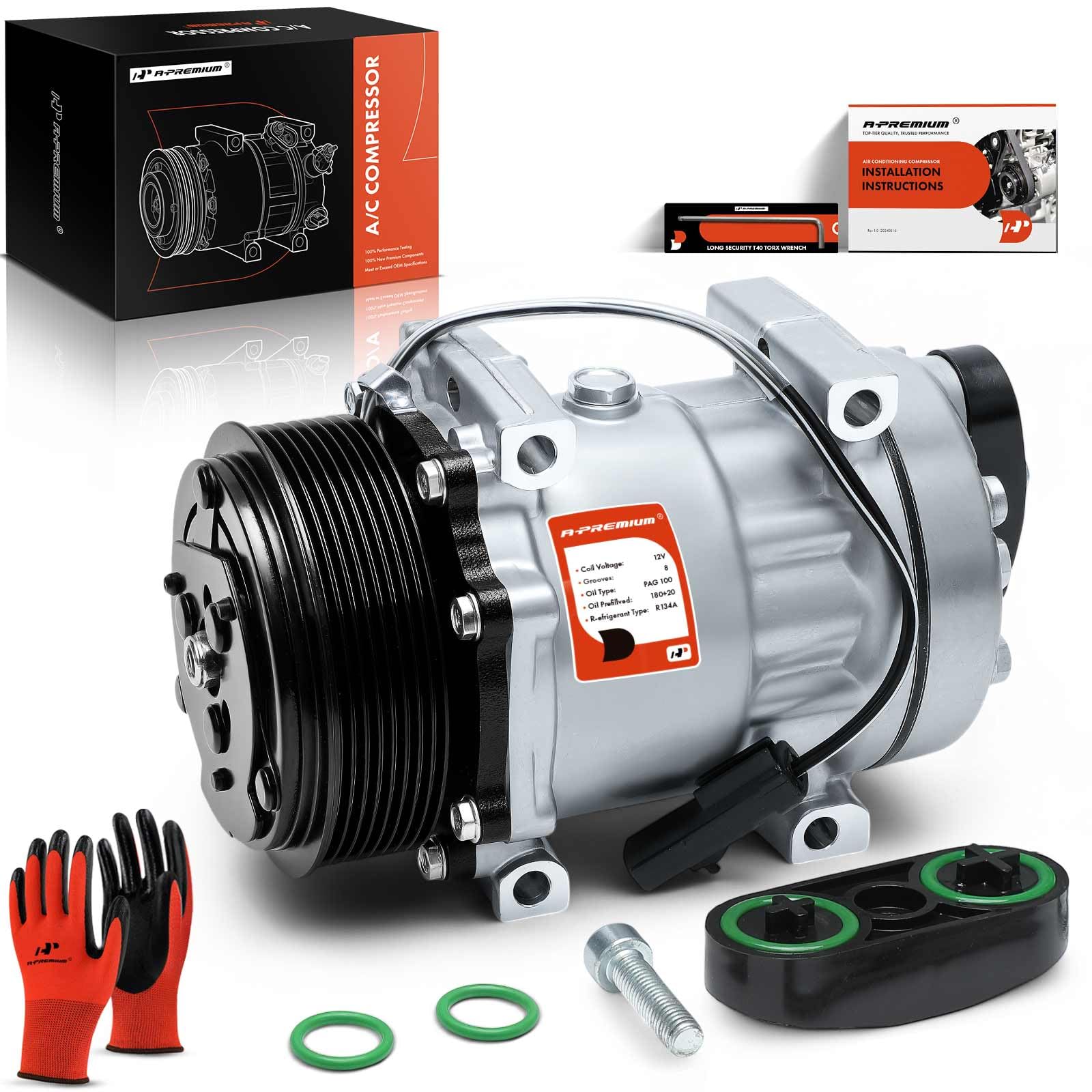 A-Premium A/C Compressor with Clutch Compatible with Dodge Ram 2500 3500 5.9L 1994-2005, Ram 4000 5.9L 2005