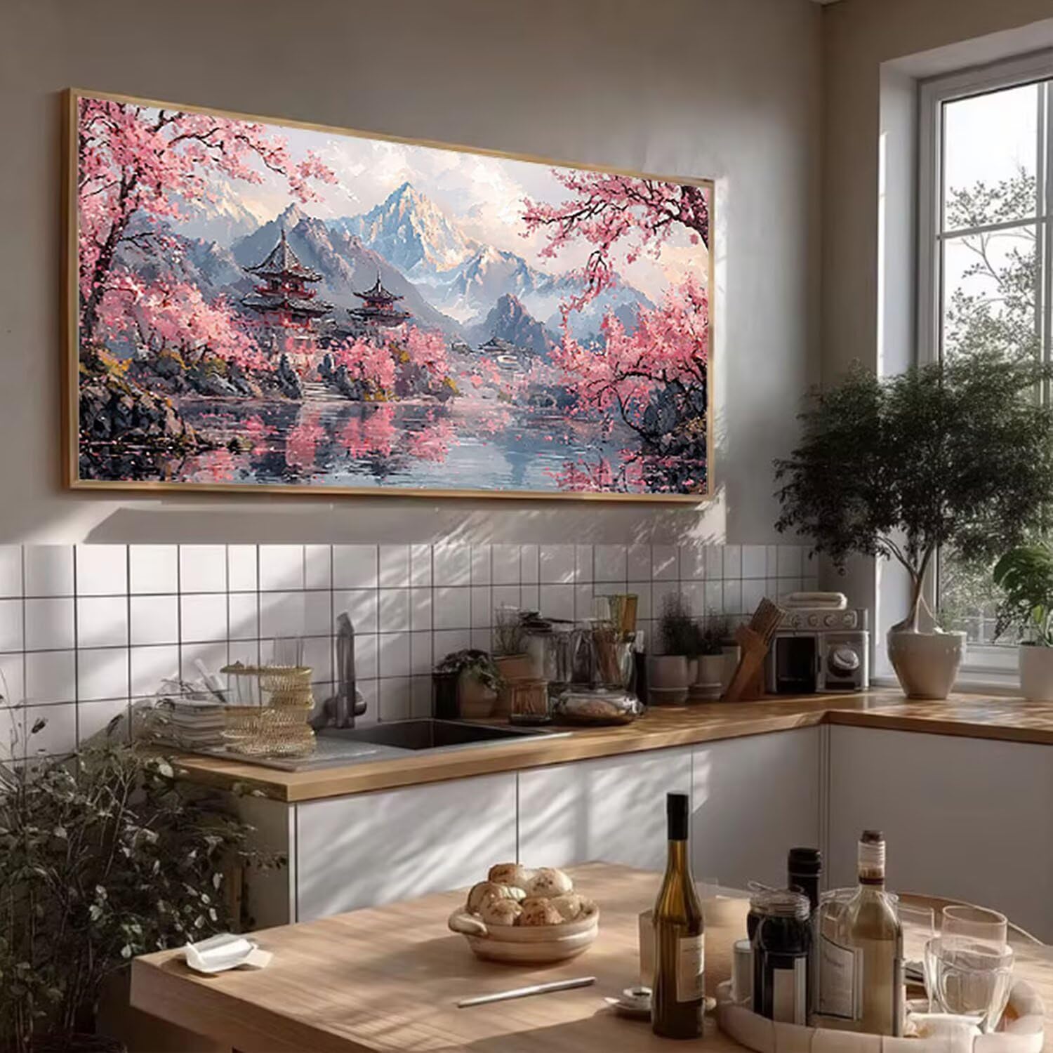 Duże diamentowe zestawy artystyczne dla dorosłych, kwiat śliwy, 60 x 120 cm, pełne wiercenie, okrągły kryształ górski, duży zestaw do malowania diamentami, jezioro, klejnot, sztuka, haft krzyżykowy