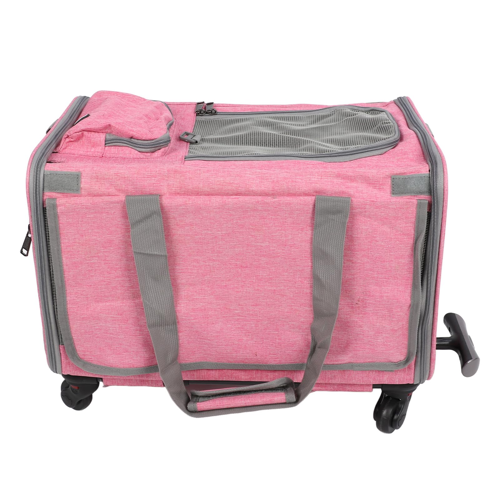 Yctze Transportín para Mascotas con Ruedas, Asa Telescópica y Correas para Gatos y Perros pequeños: Solución de Viaje Práctica (Pink)