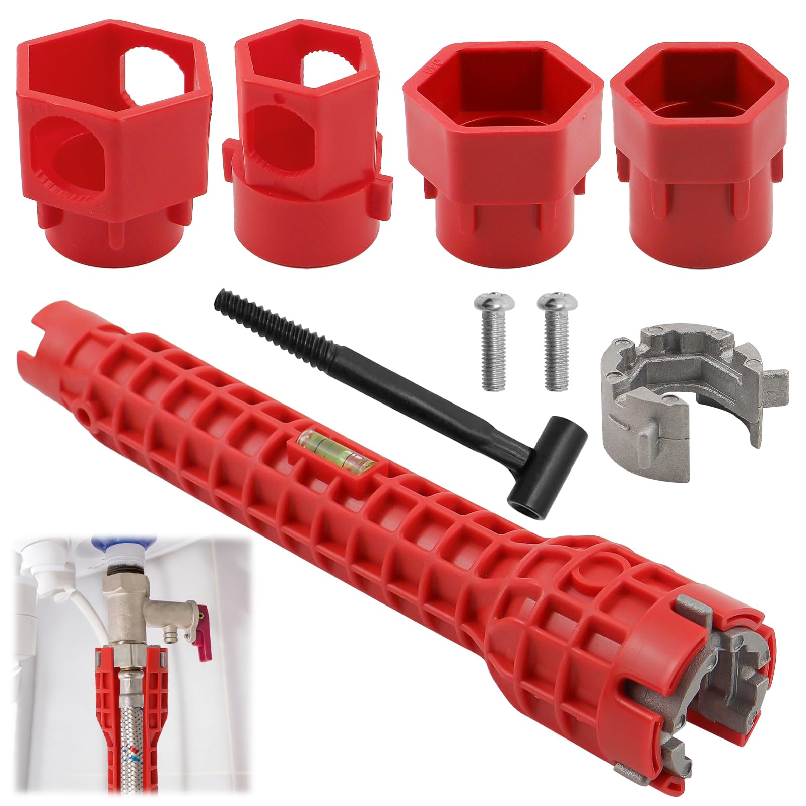 Llave de fontanería 14 en 1, llave de lavabo multifuncional universal, llave para lavabo de encimera, llave de fregadero para inodoro, baño, cocina