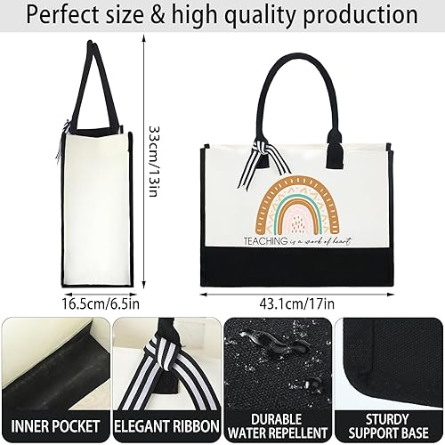 Miniatura 2 de Sweetude Paquete de 10 regalos de agradecimiento para profesores, regalos para el día del profesor, bolsa de lona arcoíris para la playa, para