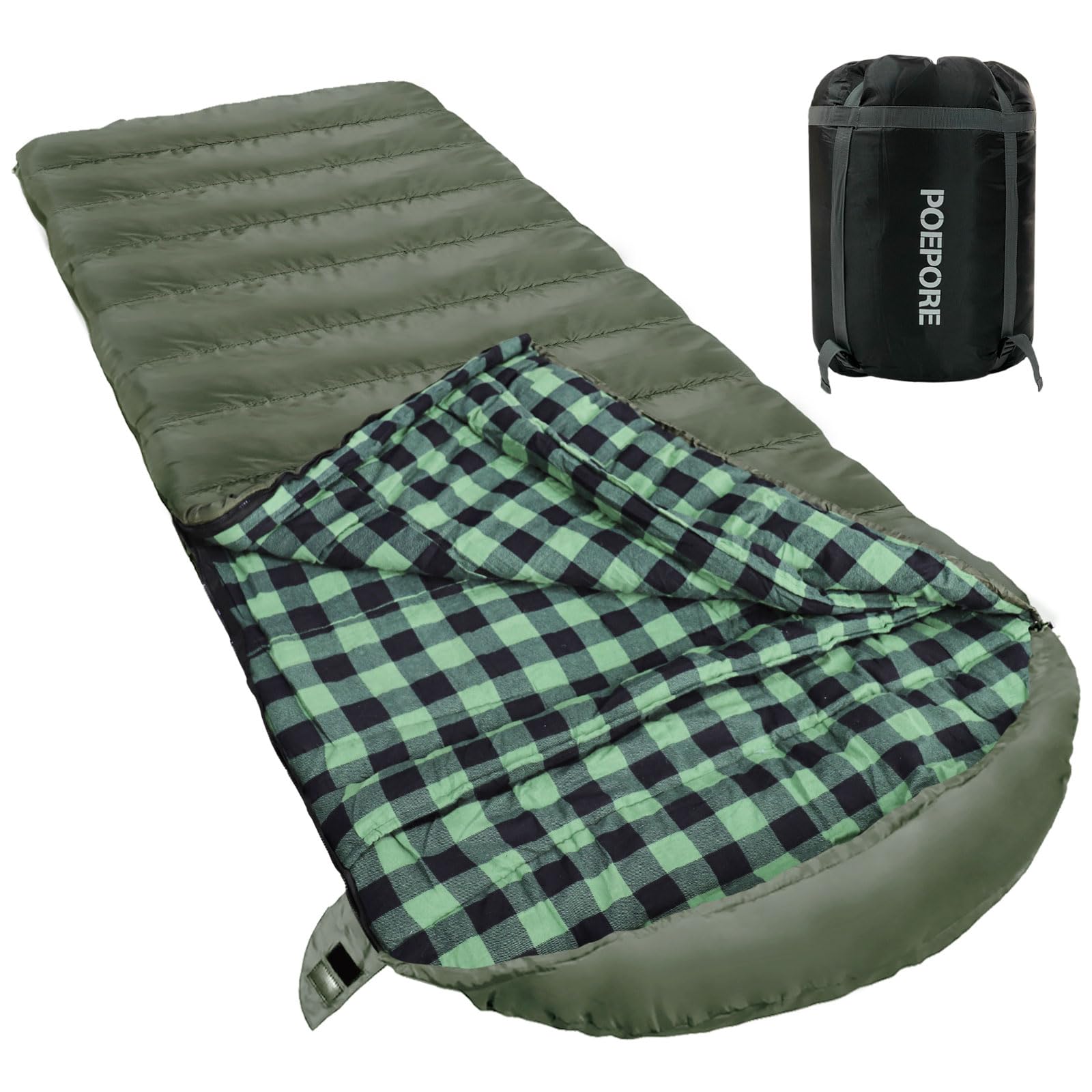 0 Degree Sleeping Bag 100 Cotton Flannel XXL Cold Weather Winter Oversized Sleeping Bag for Adults Camping Zero