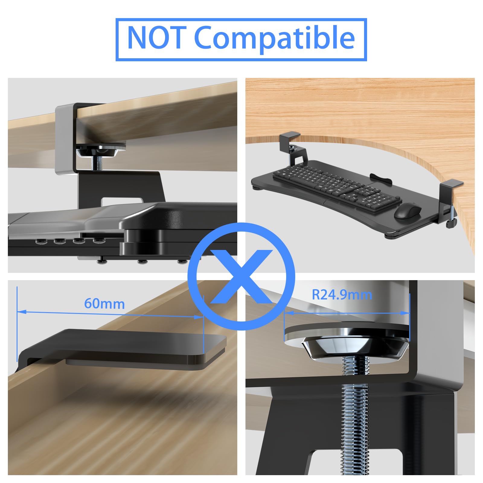 suptek Plataforma para Teclado, Bandeja Teclado Bajo Mesa con Abrazadera C, 650 x 300 mm Soporte Teclado Ordenador Extensible para Computadora - DSF1